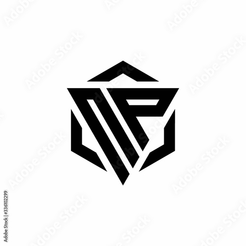NP Logo monogram with triangle and hexagon modern design template