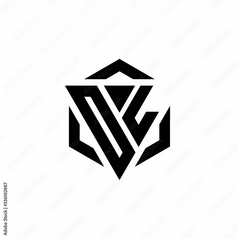 OL Logo monogram with triangle and hexagon modern design template OL Logo monogram with triangle and hexagon modern design template