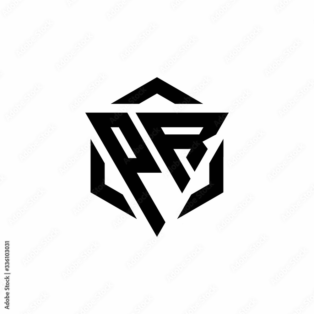 PR Logo monogram with triangle and hexagon modern design template PR Logo monogram with triangle and hexagon modern design template