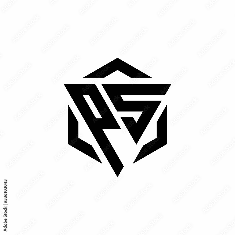 PS Logo monogram with triangle and hexagon modern design template PS Logo monogram with triangle and hexagon modern design template