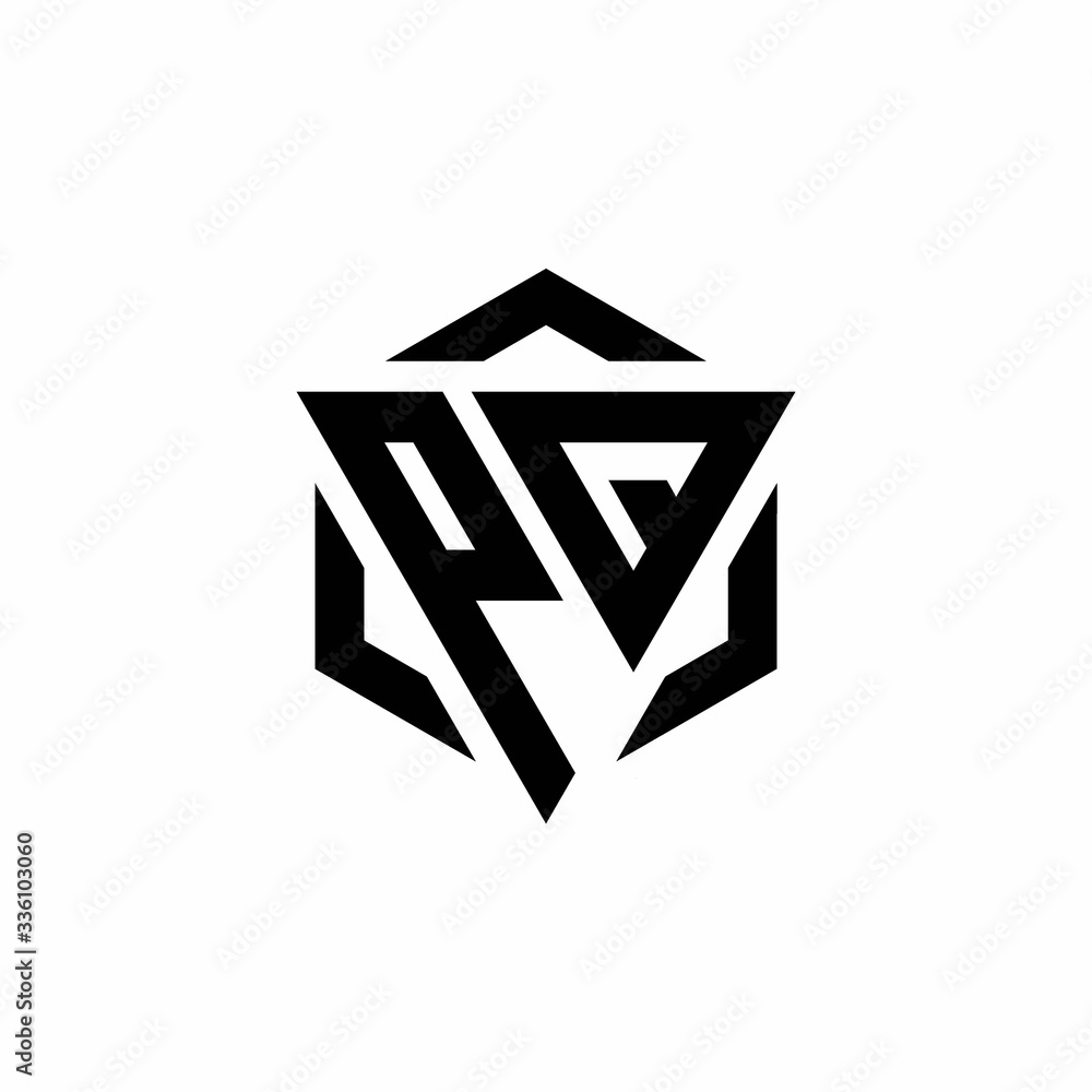 PQ Logo monogram with triangle and hexagon modern design template PQ Logo monogram with triangle and hexagon modern design template