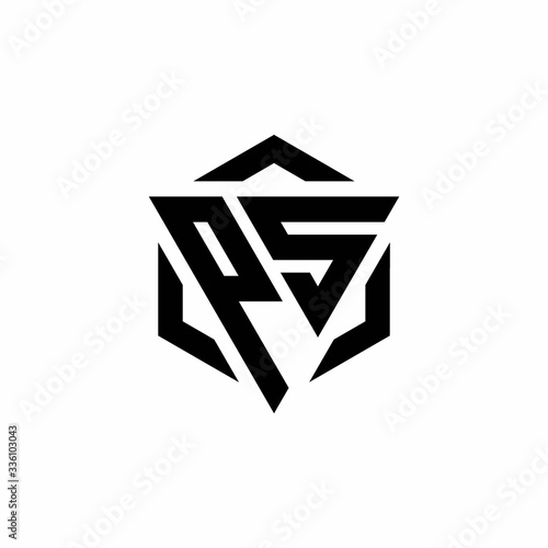 PS Logo monogram with triangle and hexagon modern design template
