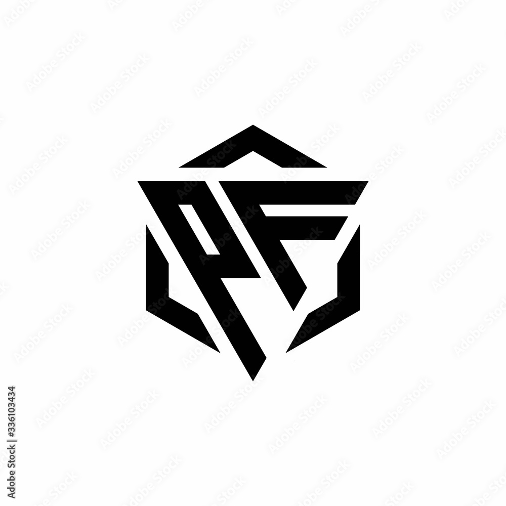 PF Logo monogram with triangle and hexagon modern design template PF Logo monogram with triangle and hexagon modern design template