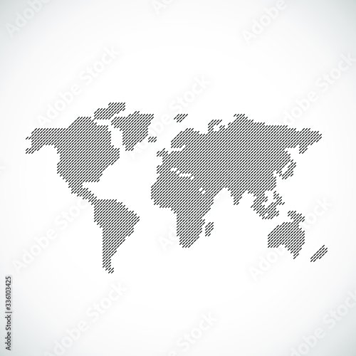 Vector Dotted World Map Background Light and Dark for Illustrator and Powerpoint. Continents: Europe, Asia, Australia, America, Africa