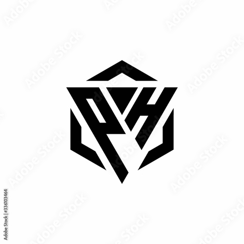 PH Logo monogram with triangle and hexagon modern design template