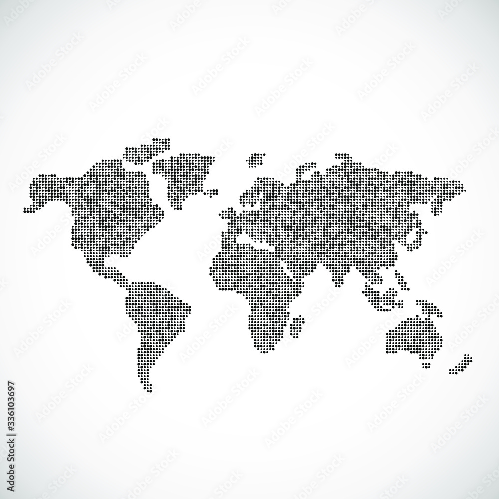 Foto Vector Dotted World Map Background Light and Dark for Illustrator and Powerpoint