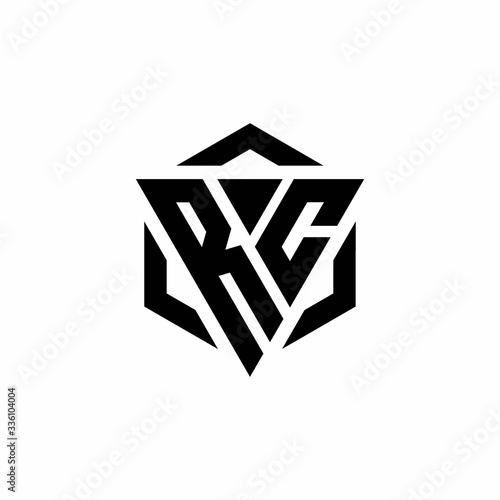 RC Logo monogram with triangle and hexagon modern design template