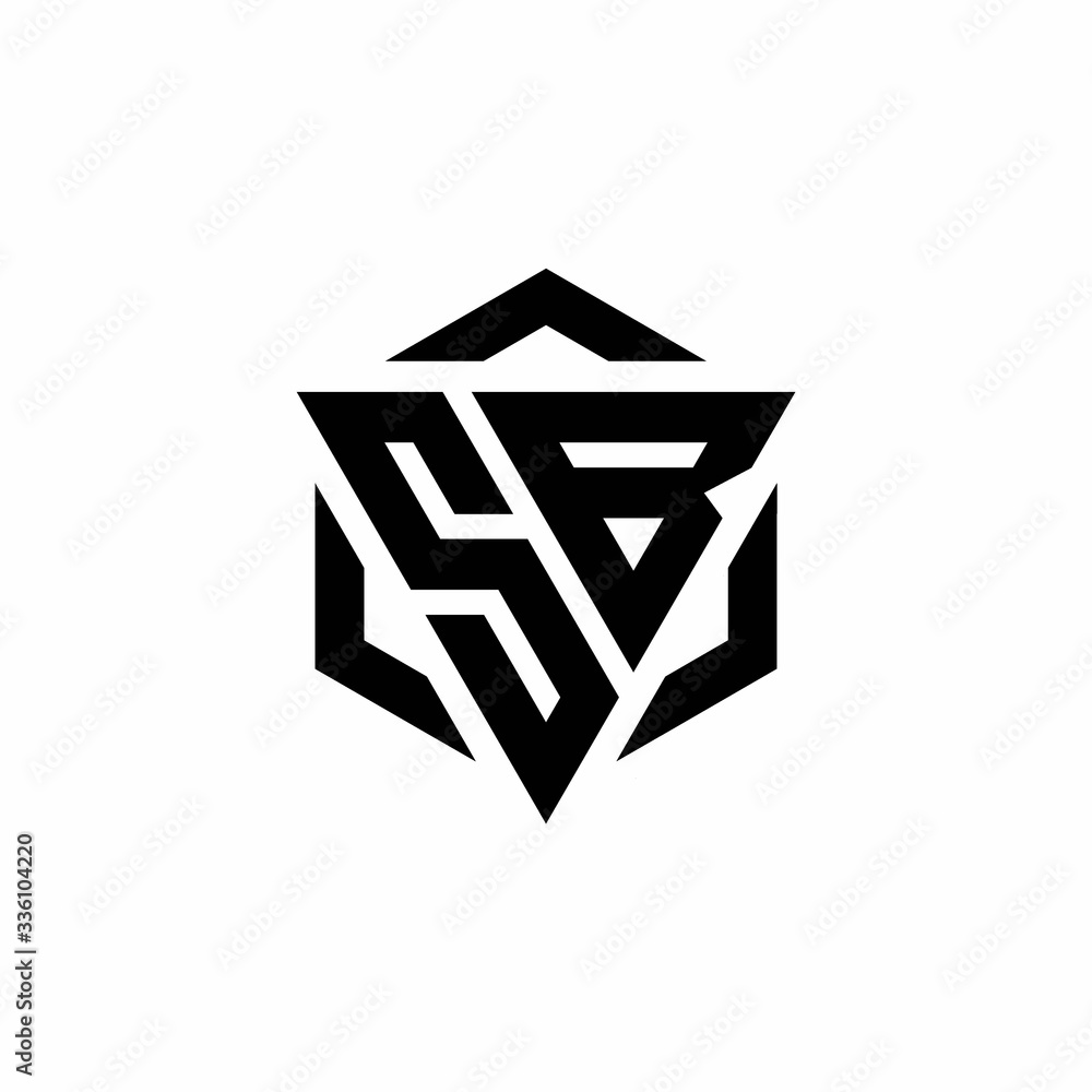 SB Logo monogram with triangle and hexagon modern design template SB Logo monogram with triangle and hexagon modern design template