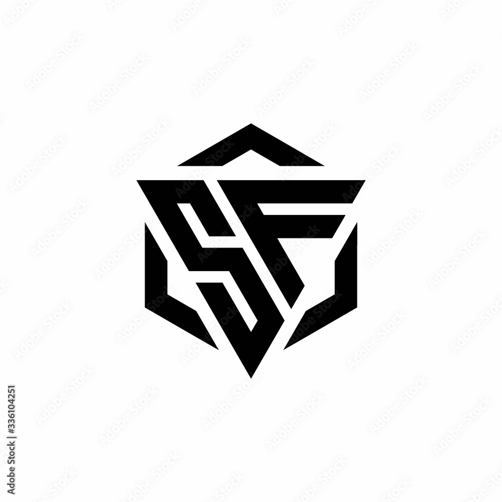 SF Logo monogram with triangle and hexagon modern design template SF Logo monogram with triangle and hexagon modern design template