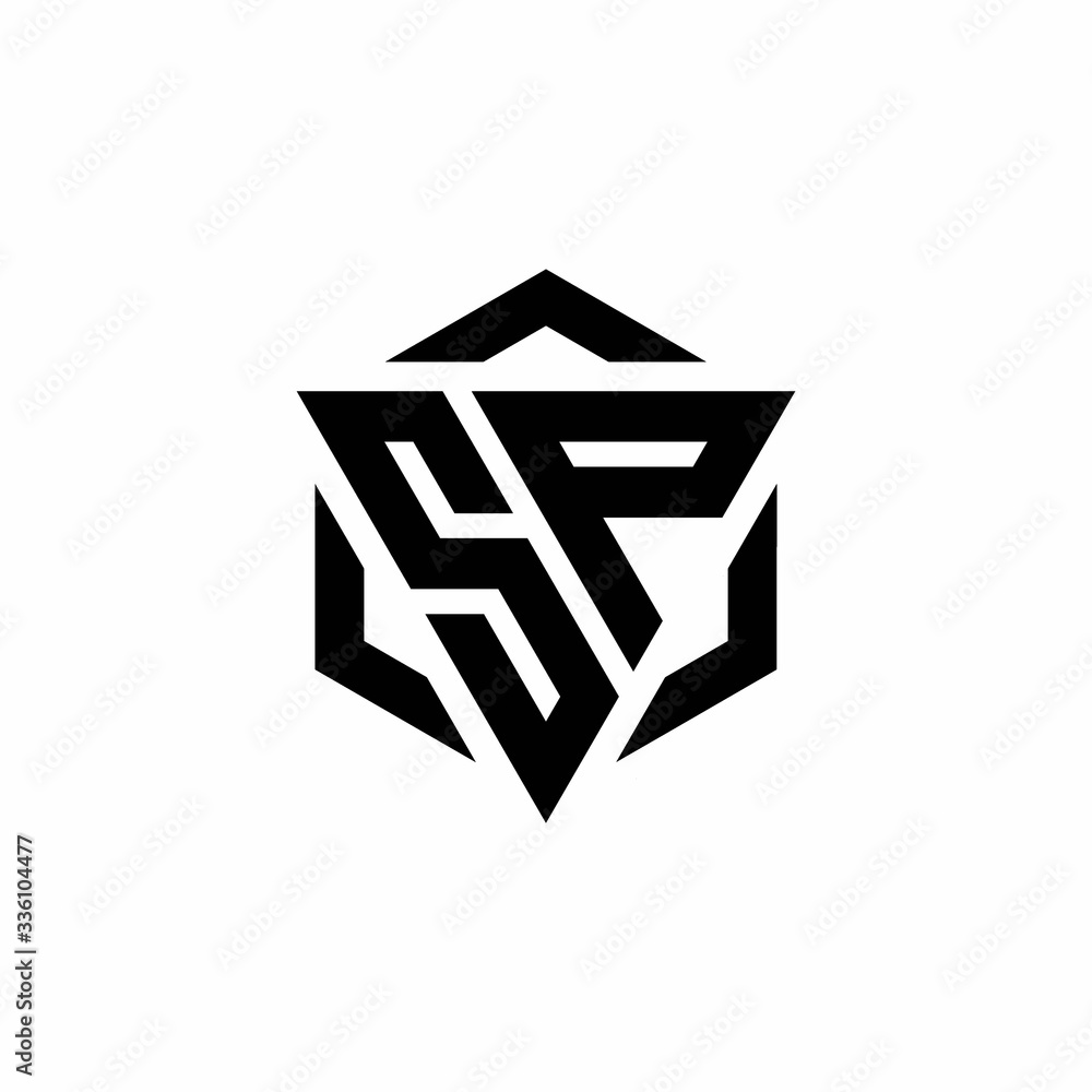 SP Logo monogram with triangle and hexagon modern design template SP Logo monogram with triangle and hexagon modern design template