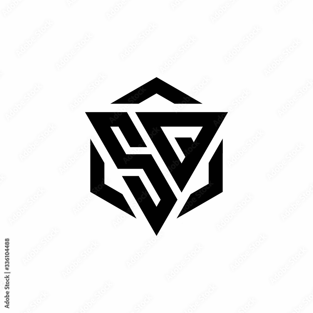 SQ Logo monogram with triangle and hexagon modern design template SQ Logo monogram with triangle and hexagon modern design template