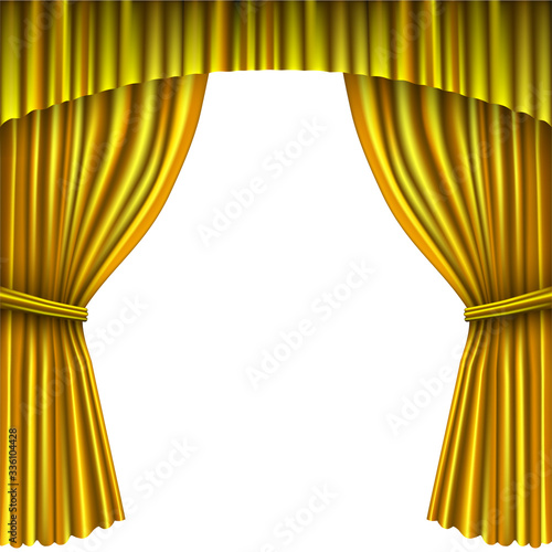 Gold curtain background on white