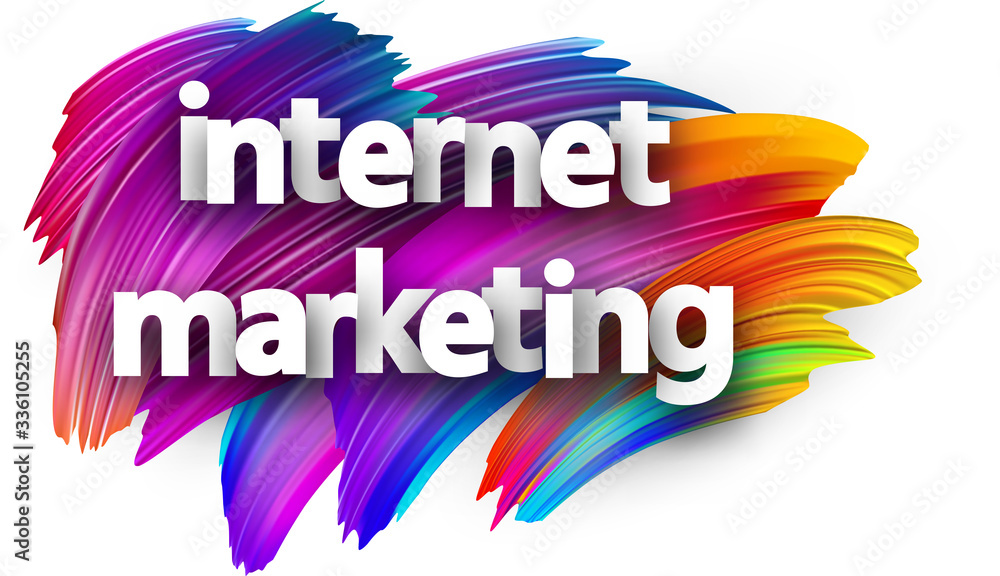 White internet marketing sign over brush strokes background. White internet marketing sign over brush strokes background.