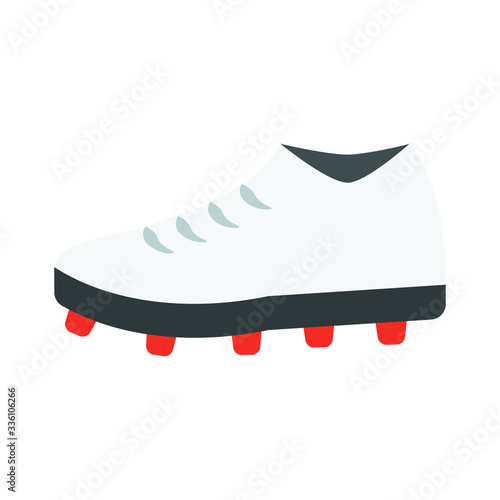 Soccer Red Studed Shoes Concept, Football leather cleat on white background, Sports Gaming Footwear Vector Icon Design, Game Player Sneaker outfit symbol