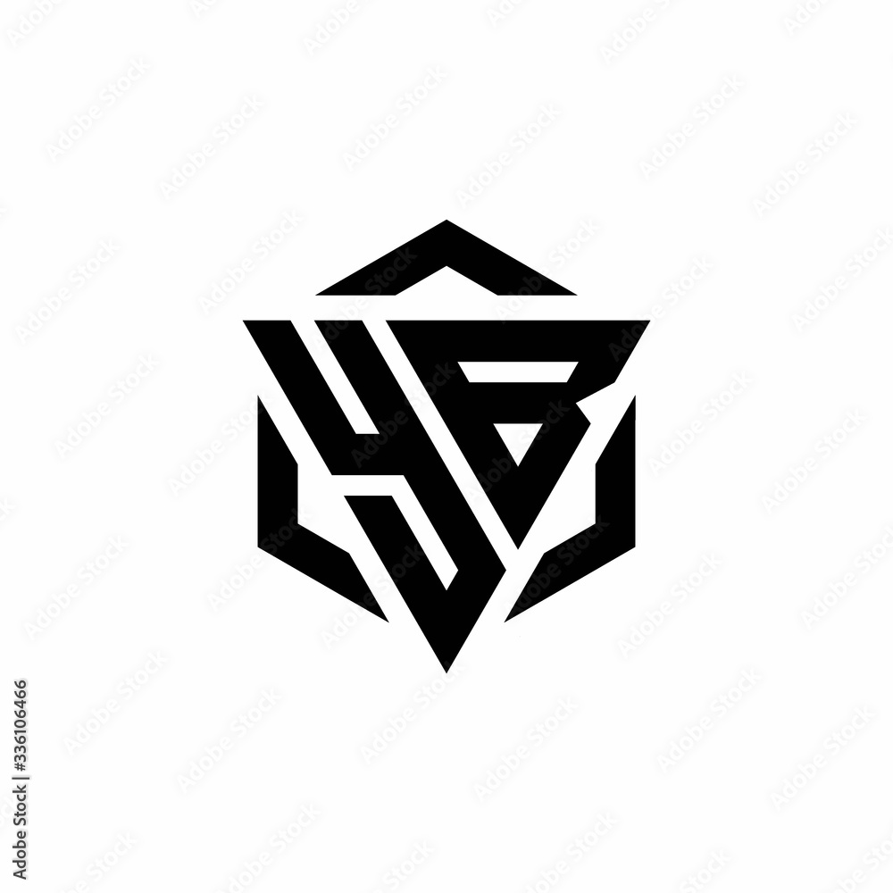 YB Logo monogram with triangle and hexagon modern design template YB Logo monogram with triangle and hexagon modern design template