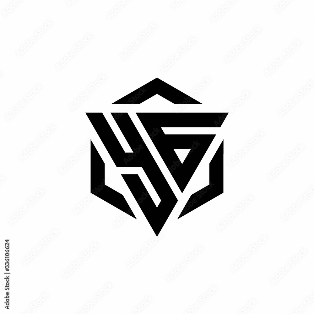 YG Logo monogram with triangle and hexagon modern design template YG Logo monogram with triangle and hexagon modern design template