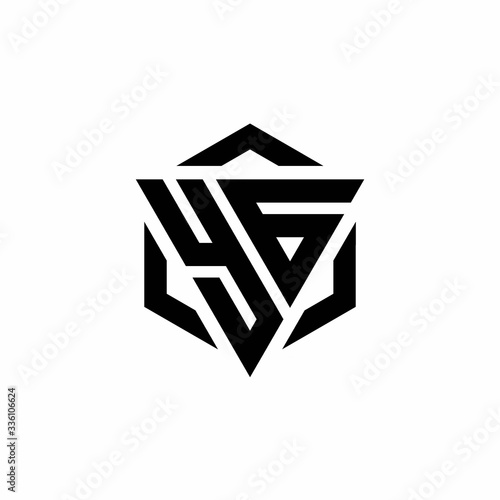 YG Logo monogram with triangle and hexagon modern design template