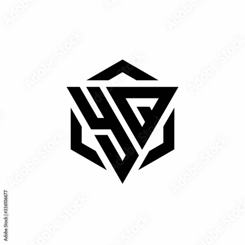 YQ Logo monogram with triangle and hexagon modern design template