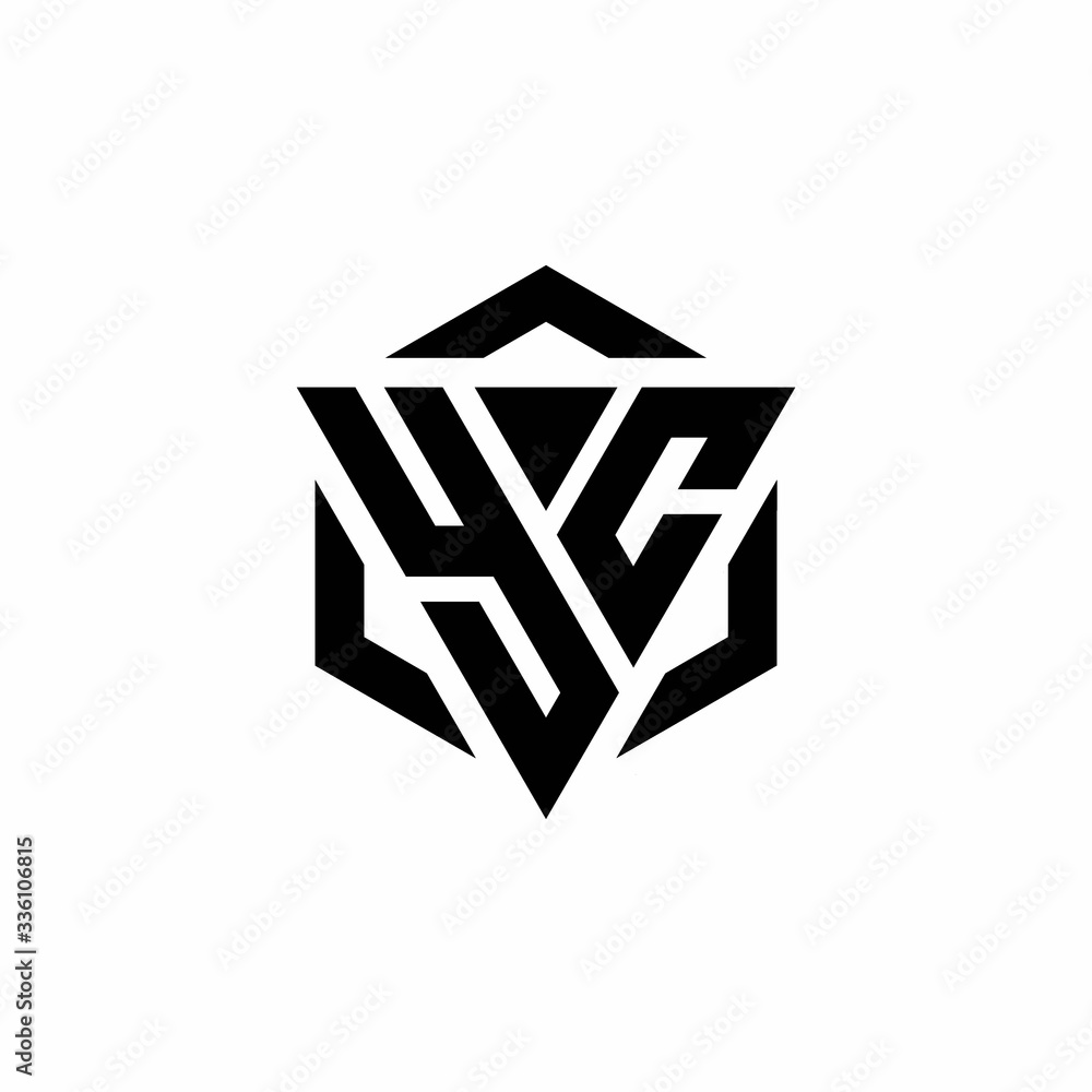 YC Logo monogram with triangle and hexagon modern design template YC Logo monogram with triangle and hexagon modern design template