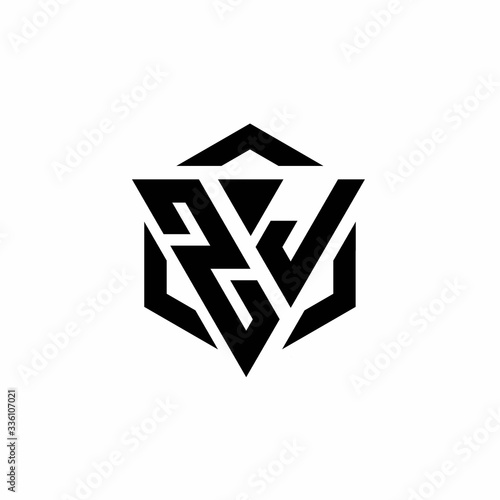 ZJ Logo monogram with triangle and hexagon modern design template