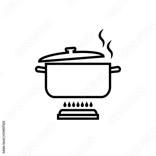 Pot, pan line icon, logo isolated on white background