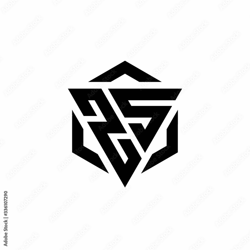 ZS Logo monogram with triangle and hexagon modern design template ZS Logo monogram with triangle and hexagon modern design template