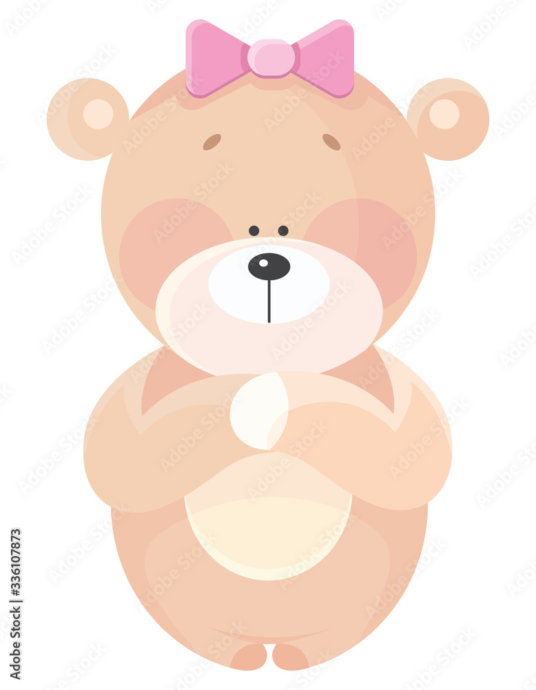 Female teddy bear. Cute toy in cartoon style. Female teddy bear. Cute toy in cartoon style.