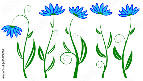 Abstract flowers with blue buds