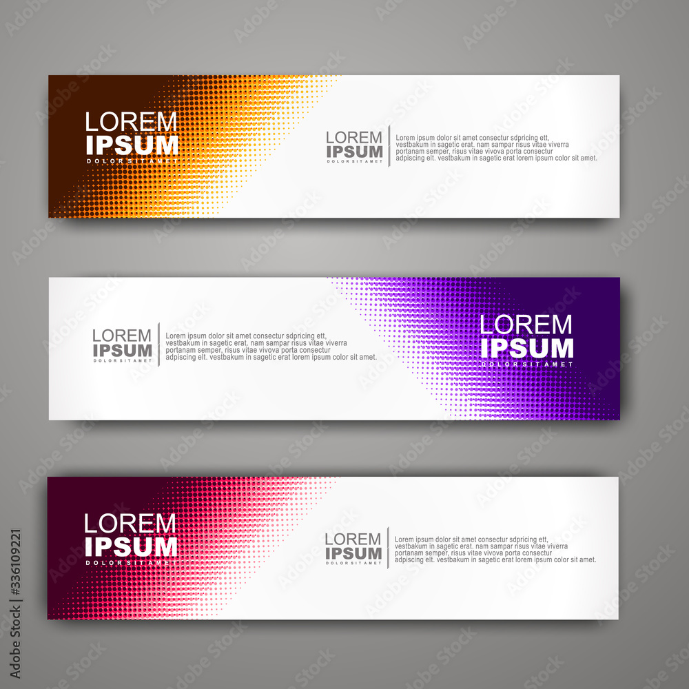 Fototapeta premium Vector abstract web banner design template with halftone pattern.
