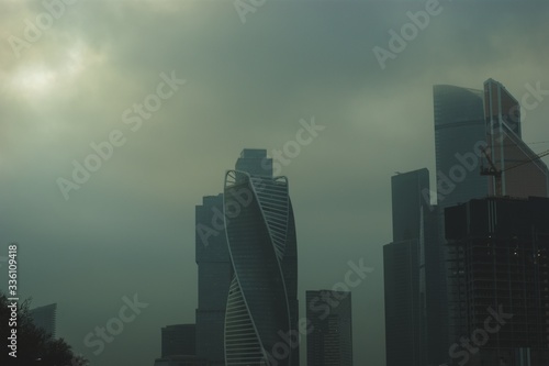 office buildings in the city center in autumn  Moscow