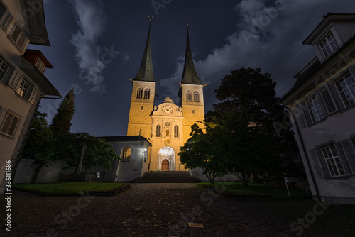 church at night