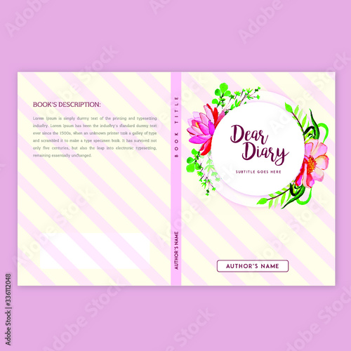 Book Cover Design With Watercolor Floral and Leaves