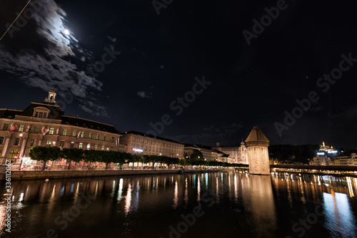 night view of the old town of Lucern