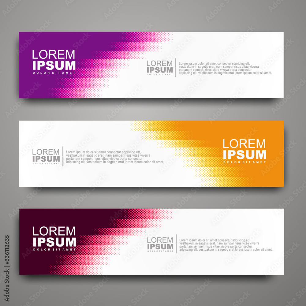 Fototapeta premium Vector abstract web banner design template with halftone pattern.