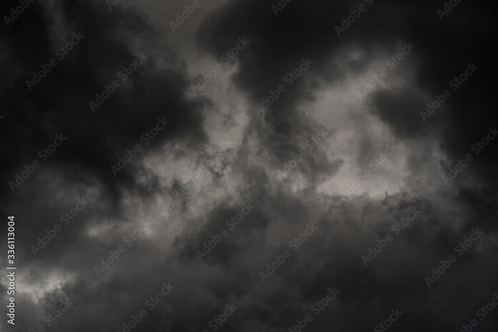 Dramatic thunderstorm clouds in dusk sky during rain. Natural cloudiness weather background. Blurred motion, soft focus. Cloudscape abstract image ready for design, replace sky in photo editor. Dramatic thunderstorm clouds in dusk sky during rain. Natural cloudiness weather background. Blurred motion, soft focus. Cloudscape abstract image ready for design, replace sky in photo editor.