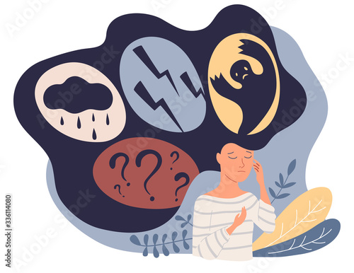 Feelings vector illustration. Behavior expression persons concept. Various emotions