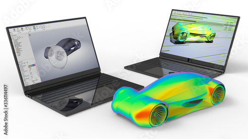 3D rendering - car aerodynamic coefficient simulation photo