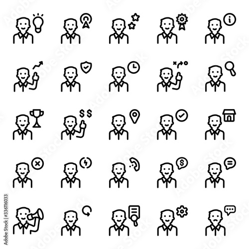 Business People Line Icon Set - 1 - Vector Illustration .