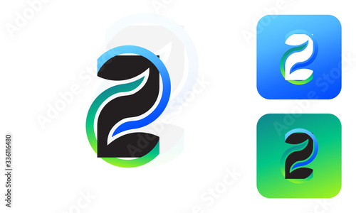 2 number logo Design. Number logo template. 