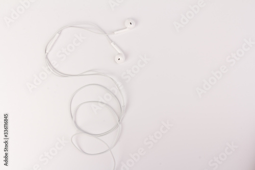 White headphones with headset on white isolated background