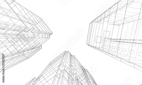 Vector wire-frame model of a multi-storey building
