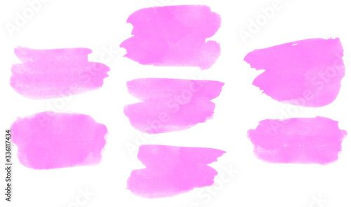 Set of purple watercolor smears for painting