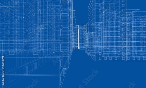 Vector wire-frame model of a multi-storey building
