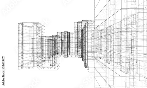 Vector wire-frame model of a multi-storey building
