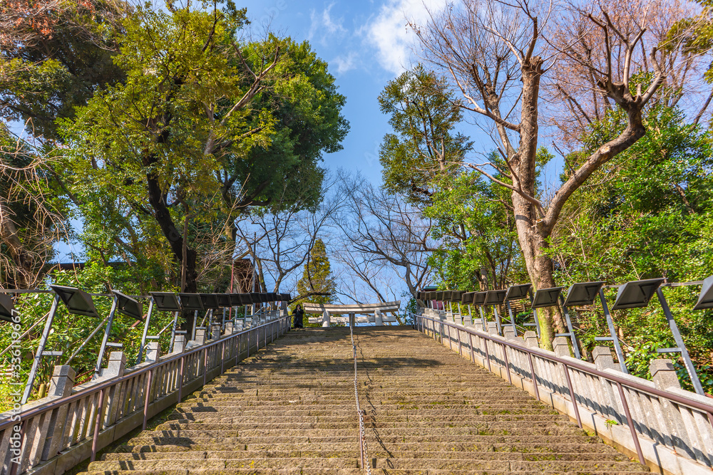 Atago temple of Tokyo famous for its stairs of success climbed then descended on horseback by the samurai Magaki Heikurou who was rewarded by the shogun.