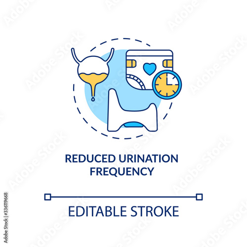 Reduced urination frequency concept icon. Problem with digestive system sign. Unwell bladder. Rotavirus symptom idea thin line illustration. Vector isolated outline RGB color drawing. Editable stroke
