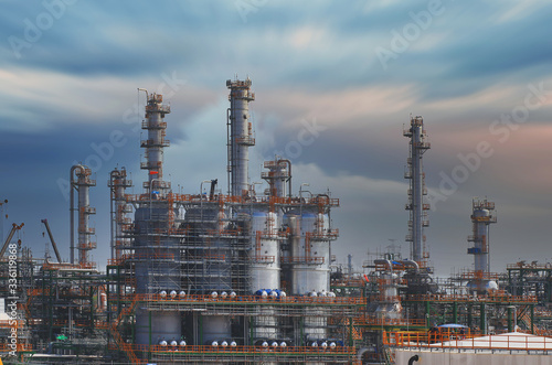 Petroleum oil and refinery plant with dramatic sky