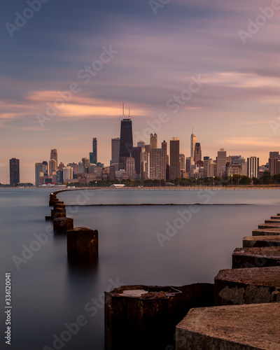 Chicago city Skyline Sunset
