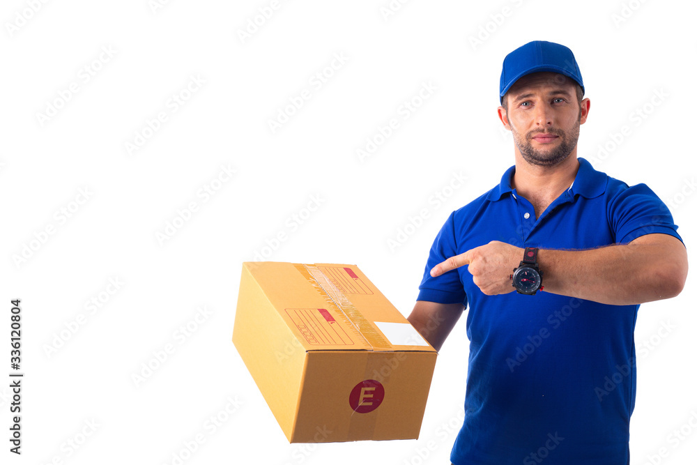 Delivery man packing boxes for prepare shipping Delivery man packing boxes for prepare shipping