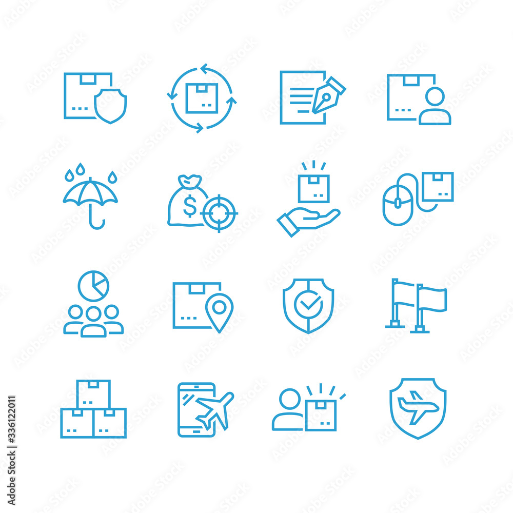 Set of Shipping vector line icon
